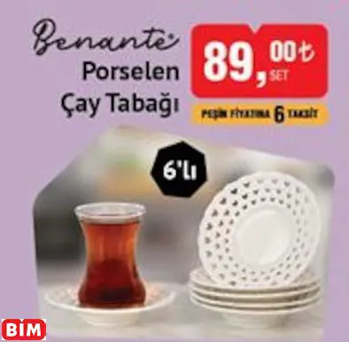 BENANTE PORSELEN ÇAY TABAĞI